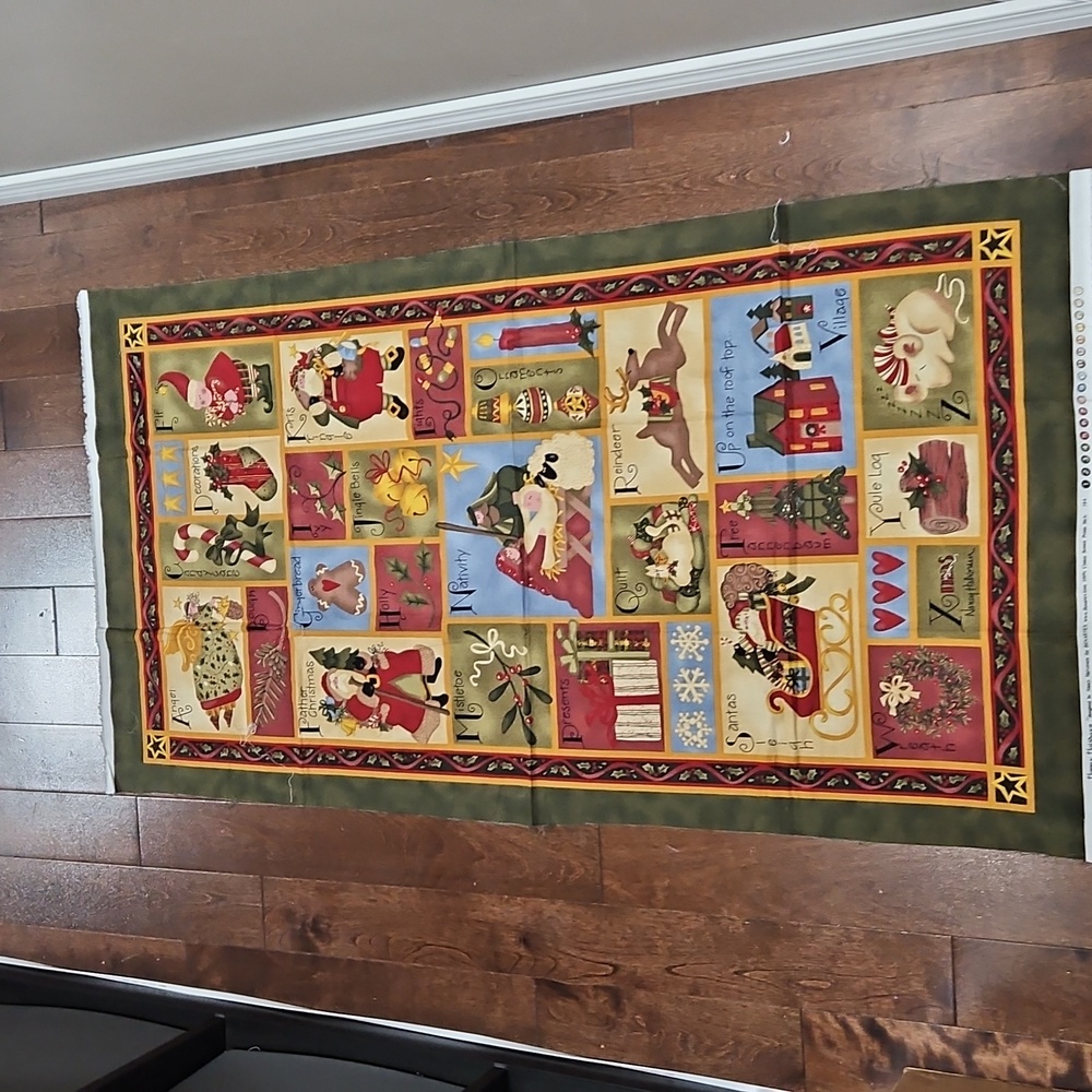 Vintage Happy Holidays Alphabet Fabric Panel by Nancy Halvorsen